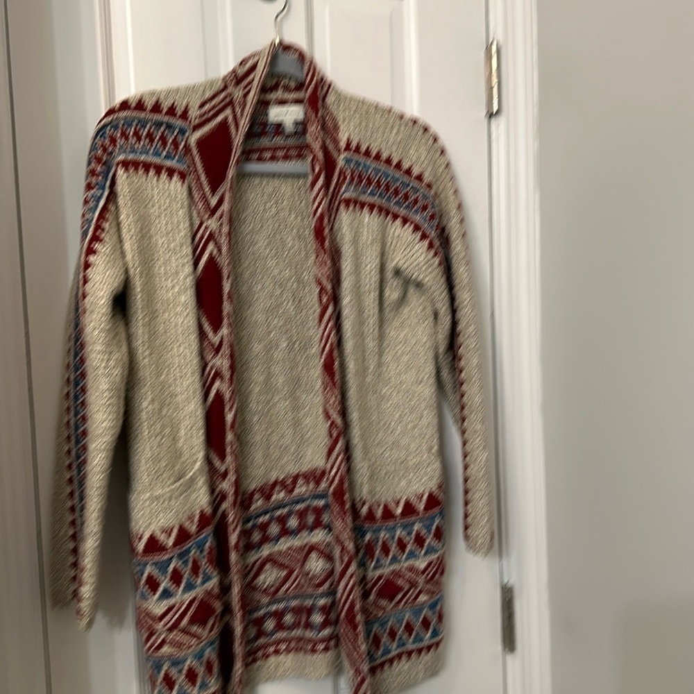 EUC Lucky Brand  southwetern, no close cardigan sweater cotton acrylic EUC